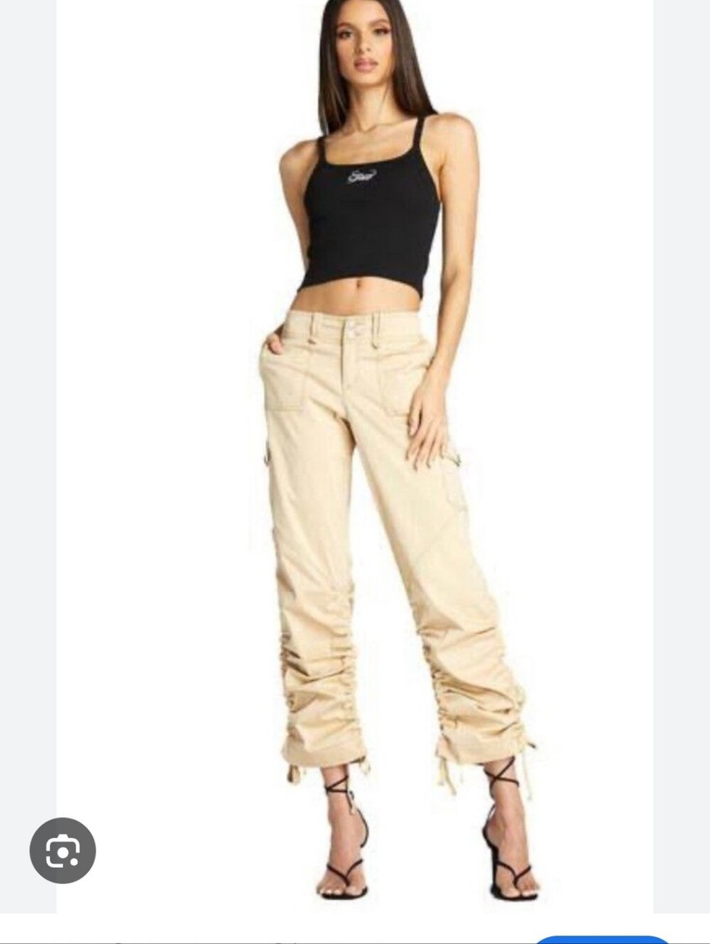 I.AM.GIA Beige Ruched Ryder Cargo Pants